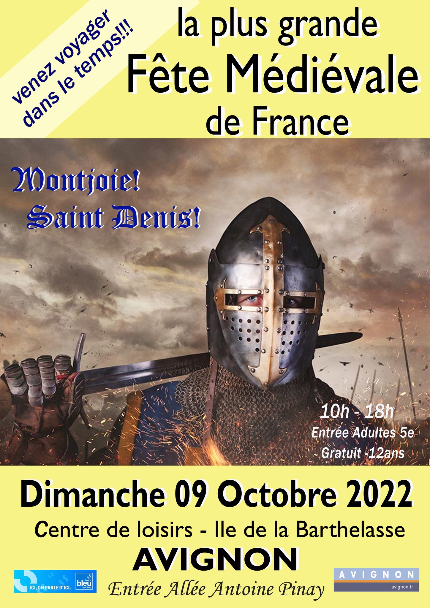 Montjoie St Denis 2022 à Avignon sur le portail médiéval