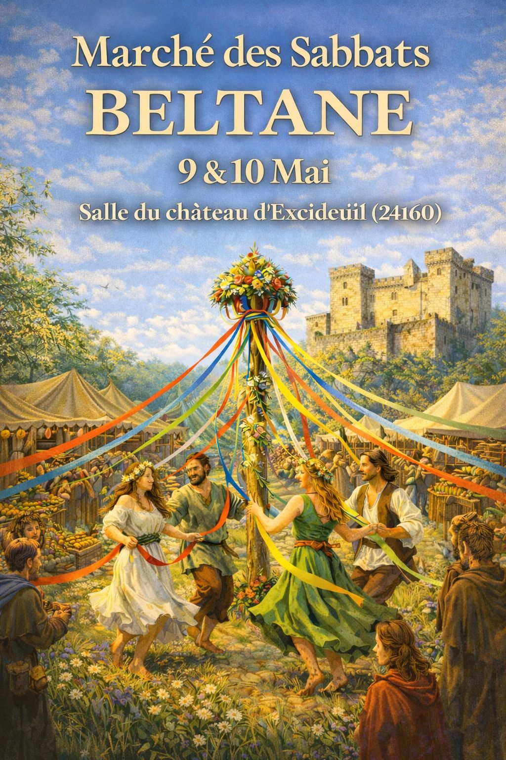 Sabatts Marché des Sabbats Beltane à Excideuil 2026 sur le portail médiéval